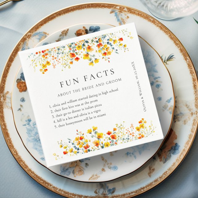 Elegant Watercolor Wild Flowers Floral Wedding Napkins (Creator Uploaded)