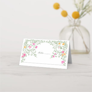 Elegant Watercolor Wild Flowers Floral Wedding Place Card