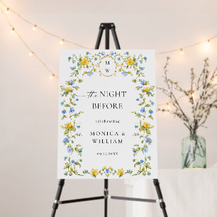 Elegant Watercolor Wild Flowers Rehearsal Dinner Foam Board