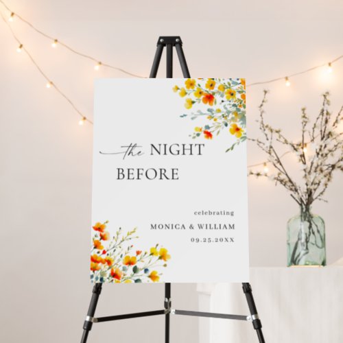 Elegant Watercolor Wild Flowers Rehearsal Dinner Foam Board