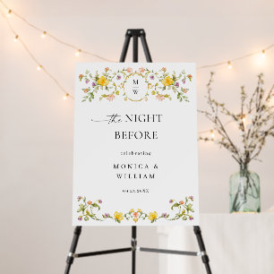 Elegant Watercolor Wild Flowers Rehearsal Dinner Foam Board