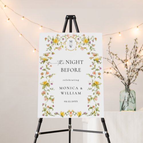 Elegant Watercolor Wild Flowers Rehearsal Dinner Foam Board