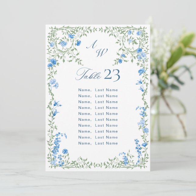 Elegant Watercolor Wild Flowers Table Number Cards (Standing Front)