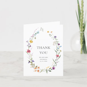 Elegant Watercolor Wild Flowers Wedding Botanical Thank You Card