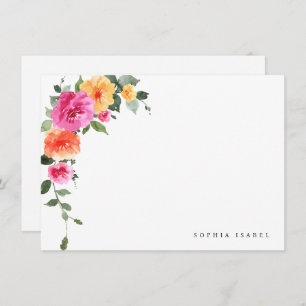 Elegant Watercolor Wild Flowers Wedding Details Note Card