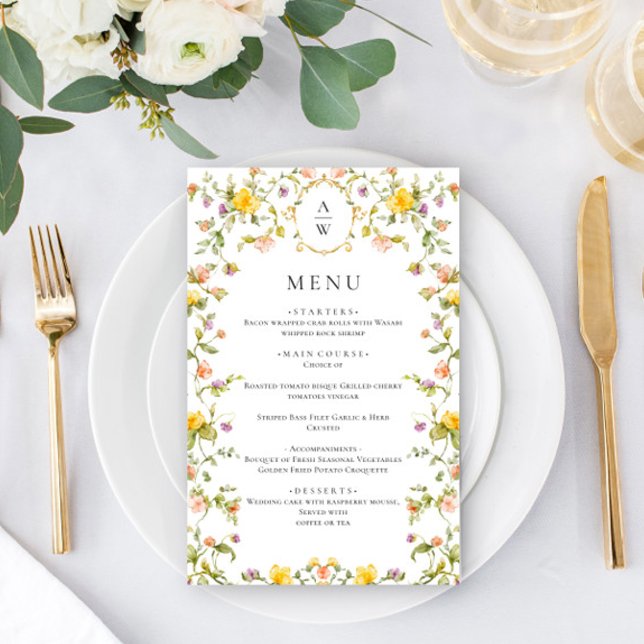 Elegant Watercolor Wild Flowers Wedding Dinner (Creator Uploaded)