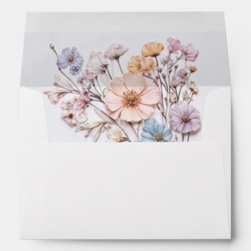 Elegant Watercolor Wild Flowers Wedding Flowers Envelope