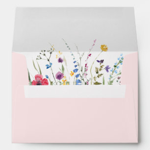 Elegant Watercolor Wild Flowers Wedding Flowers Envelope