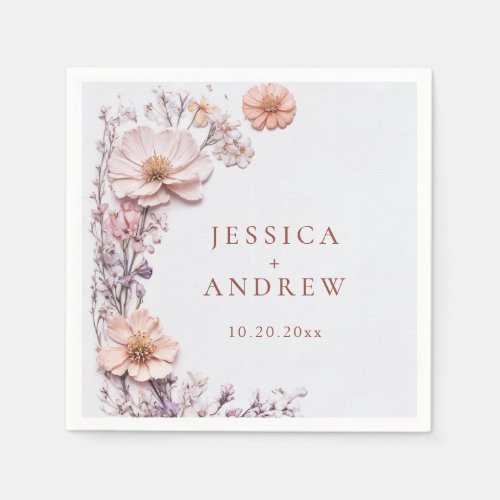 Elegant Watercolor Wild Flowers Wedding Napkins