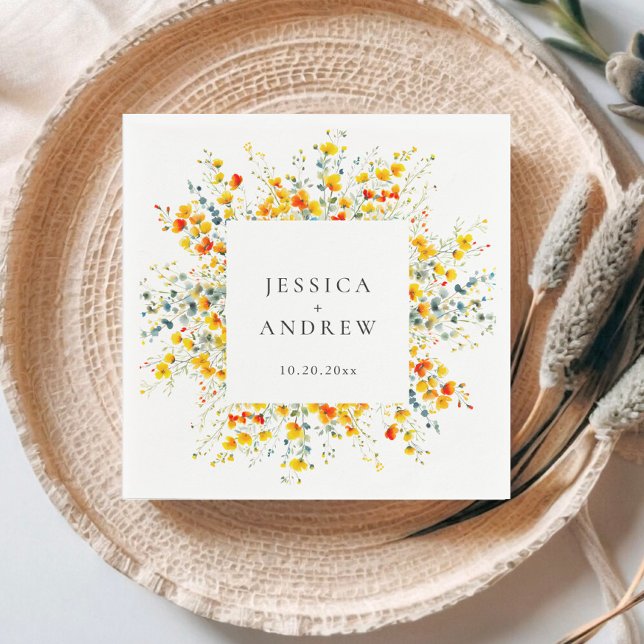 Elegant Watercolor Wild Flowers Wedding Napkins (Creator Uploaded)