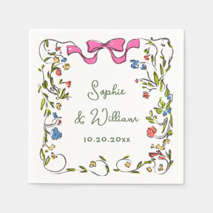 Elegant Watercolor Wild Flowers Wedding Napkins