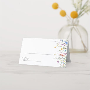 Elegant Watercolor Wild Flowers Wedding Place Card