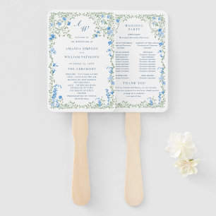Elegant Watercolor Wild Flowers Wedding Program Hand Fan