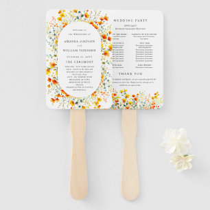 Elegant Watercolor Wild Flowers Wedding Program Hand Fan