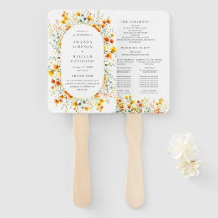 Elegant Watercolor Wild Flowers Wedding Program Hand Fan
