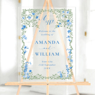 Elegant Watercolor Wild Flowers WELCOME Wedding Acrylic Sign