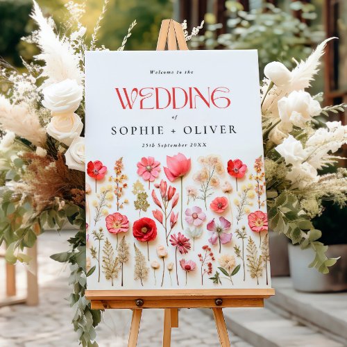 Elegant Watercolor Wild Flowers WELCOME Wedding Foam Board