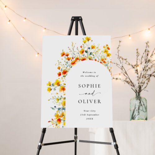 Elegant Watercolor Wild Flowers WELCOME Wedding Foam Board