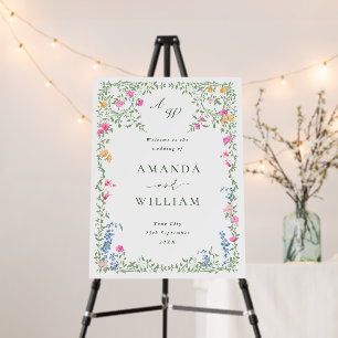 Elegant Watercolor Wild Flowers WELCOME Wedding Foam Board