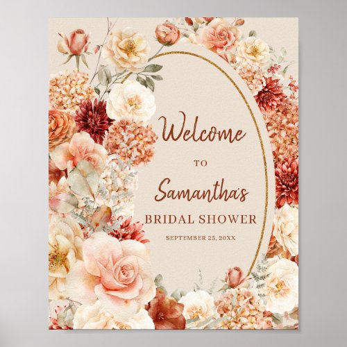 Elegant watercolor wild garden flower Welcome sign