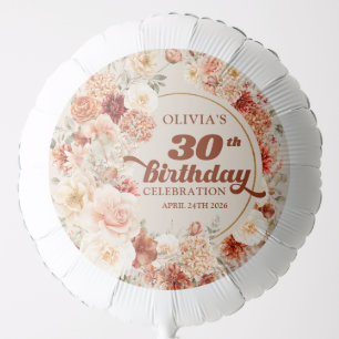 Elegant watercolor wild garden flowers rust tan balloon