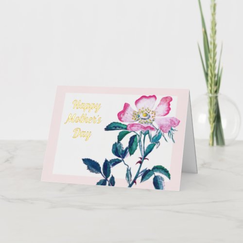 Elegant Watercolor Wild Rose Flower Mothers Day Foil Greeting Card