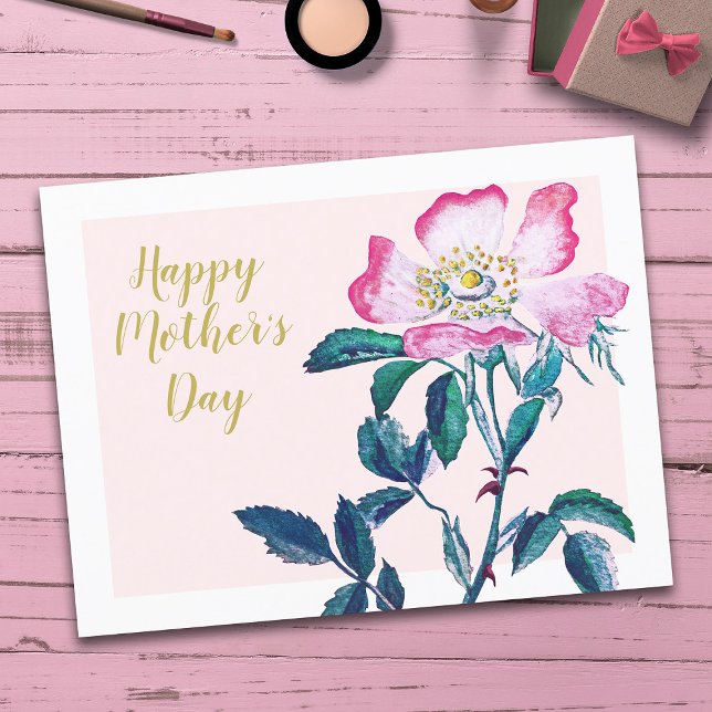 Elegant Watercolor Wild Rose Flower Mother's Day Postcard (Creator Uploaded)