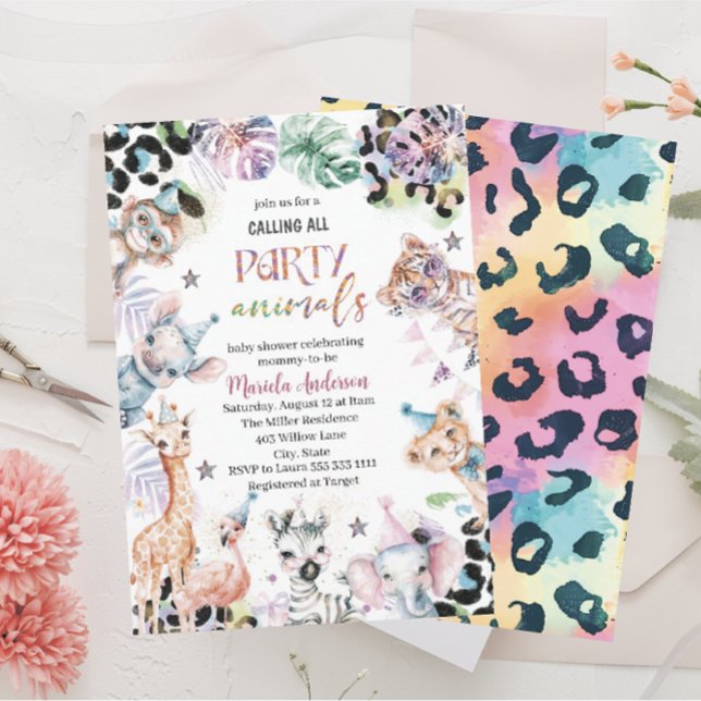 Elegant Watercolor Wild Safari Animals Baby Shower Invitation (Creator Uploaded)