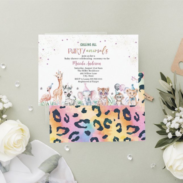 Elegant Watercolor Wild Safari Animals Baby Shower Invitation (Creator Uploaded)