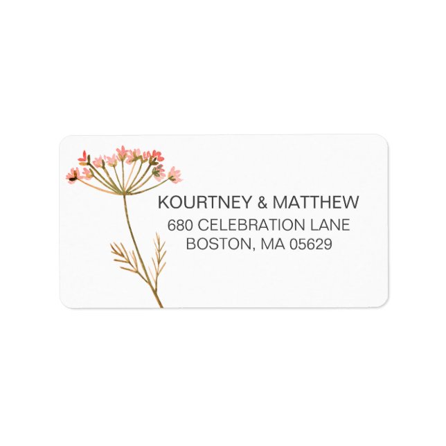 Elegant Watercolor Wildflower Address Label (Front)