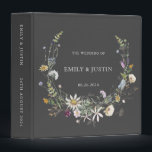 Elegant Watercolor Wildflower Black Wedding Album 3 Ring Binder<br><div class="desc">Elegant Watercolor Wildflower Wreath Black Wedding Album 3 ring binder. A wedding Album 3 ring binder with an elegant floral design. A beautiful wreath of wildflowers in pastel neutral colors on a dark background. It is perfect for wedding celebrations in any style.</div>