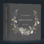Elegant Watercolor Wildflower Black Wedding Album 3 Ring Binder<br><div class="desc">Elegant Watercolor Wildflower Wreath Black Wedding Album 3 ring binder. A wedding Album 3 ring binder with an elegant floral design. A beautiful wreath of wildflowers in pastel neutral colors on a dark background. It is perfect for wedding celebrations in any style.</div>