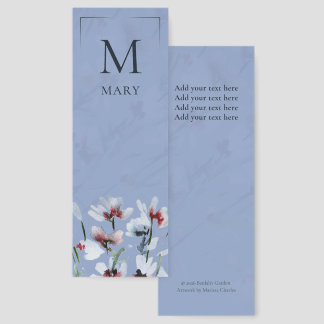 Elegant Watercolor Wildflower Blue Bookmark