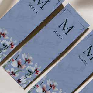 Elegant Watercolor Wildflower Blue Bookmark