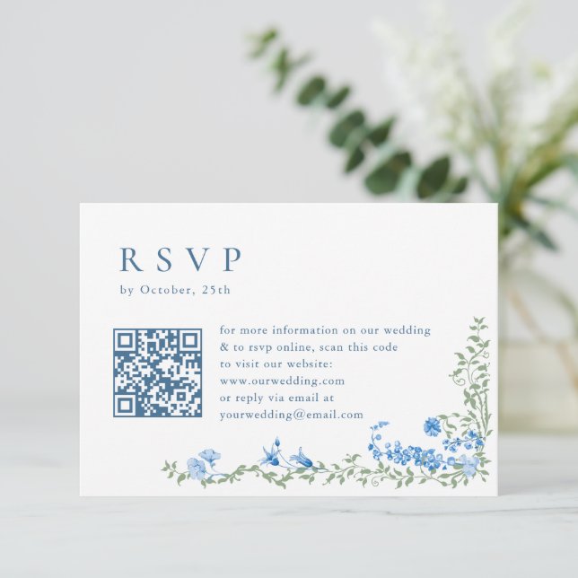 Elegant Watercolor Wildflower Boho Floral Wedding RSVP Card (Standing Front)