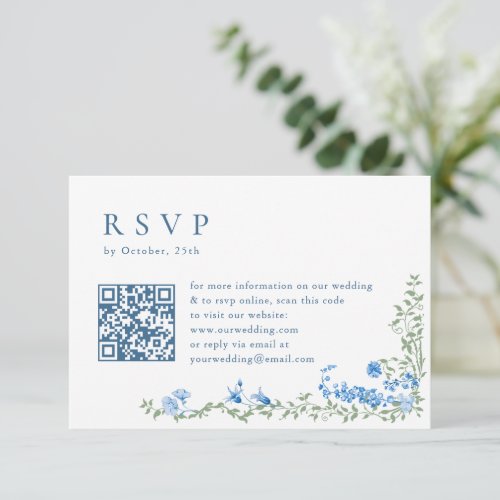 Elegant Watercolor Wildflower Boho Floral Wedding RSVP Card