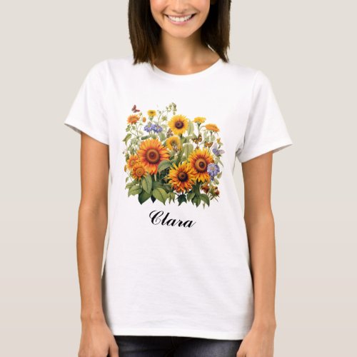 Elegant Watercolor Wildflower Botanical Garden T_Shirt