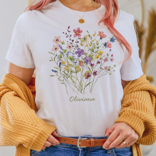 Elegant Watercolor Wildflower Botanical T-Shirt