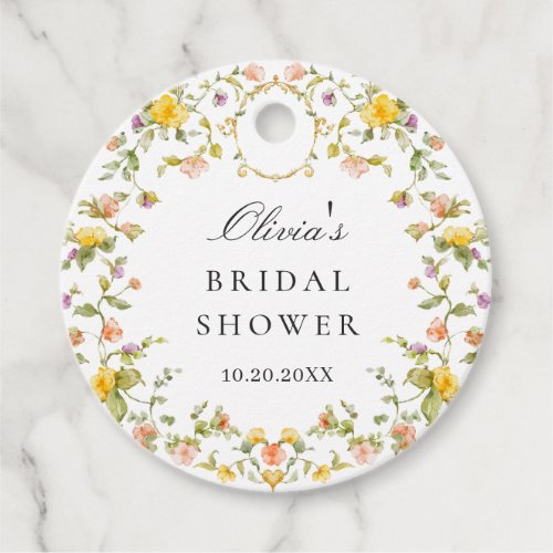 Elegant Watercolor Wildflower Bridal Shower Favor Tags