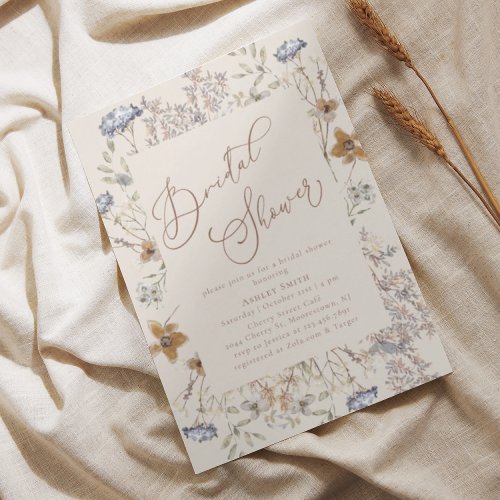 Elegant Watercolor Wildflower Bridal Shower  Invitation