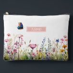 Elegant Watercolor Wildflower Cosmetic Accessory Pouch<br><div class="desc">Personalize this elegant ( & really useful ) wildflower floral botanical design with a HEBREW name and your optional message on the reverse. Pretty & practical, just like her! A modern boho springtime vibe makes it a great gift for a Bat Mitzvah, Mom, or anyone. [NOTE: To type in HEBREW...</div>