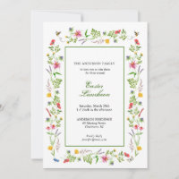 Elegant watercolor wildflower Easter Brunch Announ
