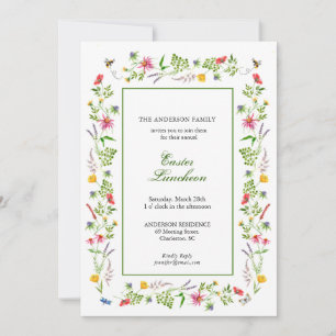Elegant watercolor wildflower Easter Brunch Announ Announcement