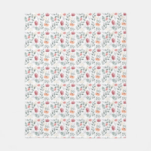 Elegant watercolor wildflower  fleece blanket