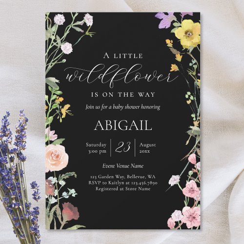 Elegant Watercolor Wildflower Floral Baby Shower Invitation
