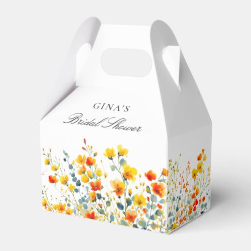 Elegant Watercolor Wildflower Floral Bridal Shower Favor Boxes