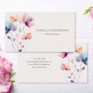 Elegant Watercolor Wildflower Floral  Business Card