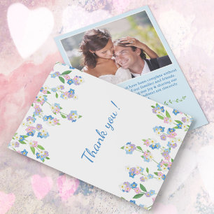 Elegant Watercolor Wildflower Floral Photo Wedding Thank You Card