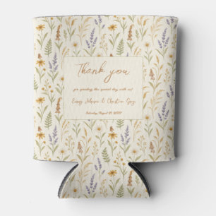 Elegant Watercolor Wildflower Floral Wedding Can Cooler