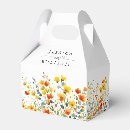 Elegant Watercolor Wildflower Floral Wedding Favor Boxes